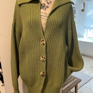 Free People Swim Too Deep Oversized Cardi Julep Green XS